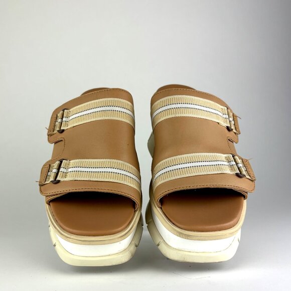 Sorel Dayspring Platform Slide Sandals Tan Leather Size 7.5 - Picture 3 of 14